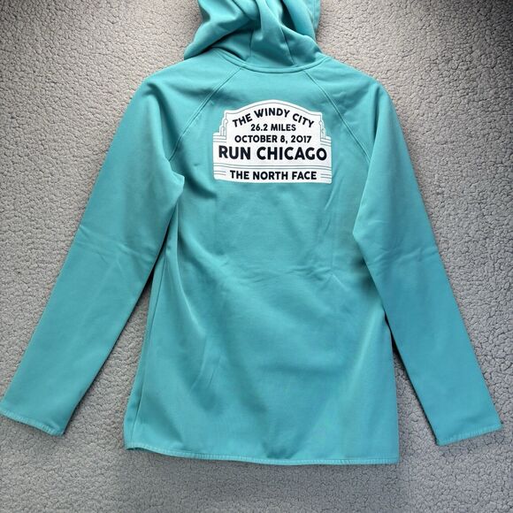 The North Face Women's L Hoodie Run Chicago Aqua Blue Pullover Oct 8 2011 NWT - Picture 4 of 15